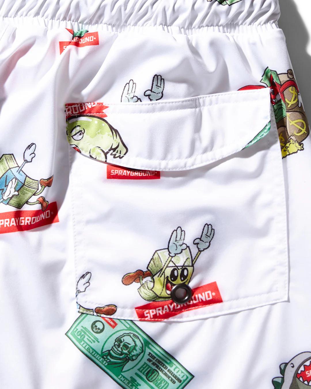 Sprayground Featured | PATCH ALL-IN CORTO SWIM TRUNKS (WHITE)