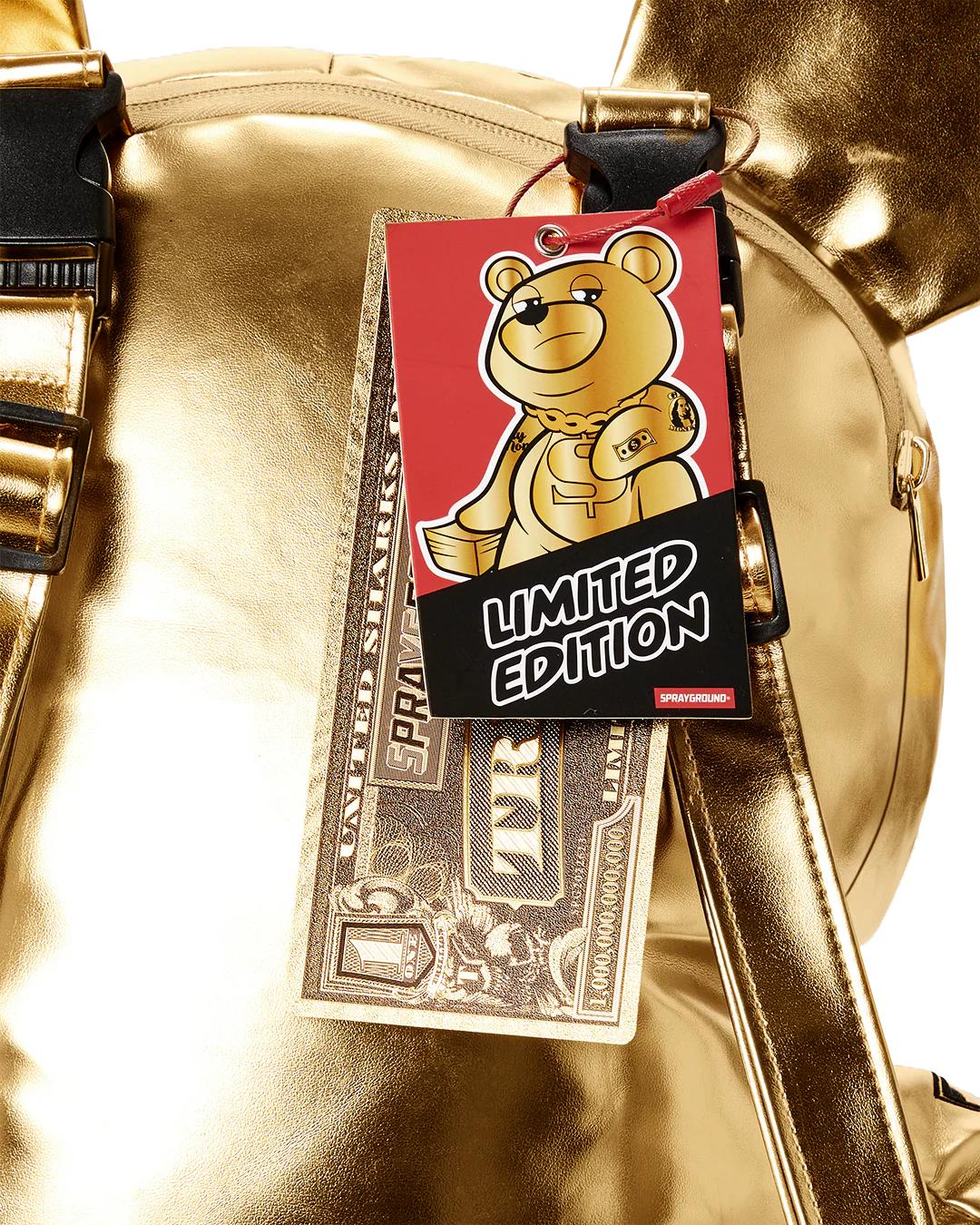 Sprayground New | GOLD RUSH MONEYBEAR TEDDYBEAR BACKPACK