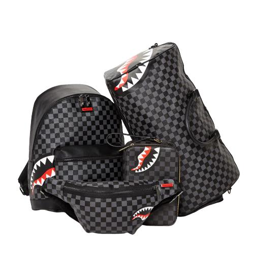 Sprayground Premium | SHARKS IN PARIS (BLACK CHECKERED EDITION) CROSSBODY