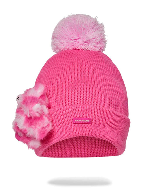 Sprayground New | PINK LIL BEAR PUFF BEANIE