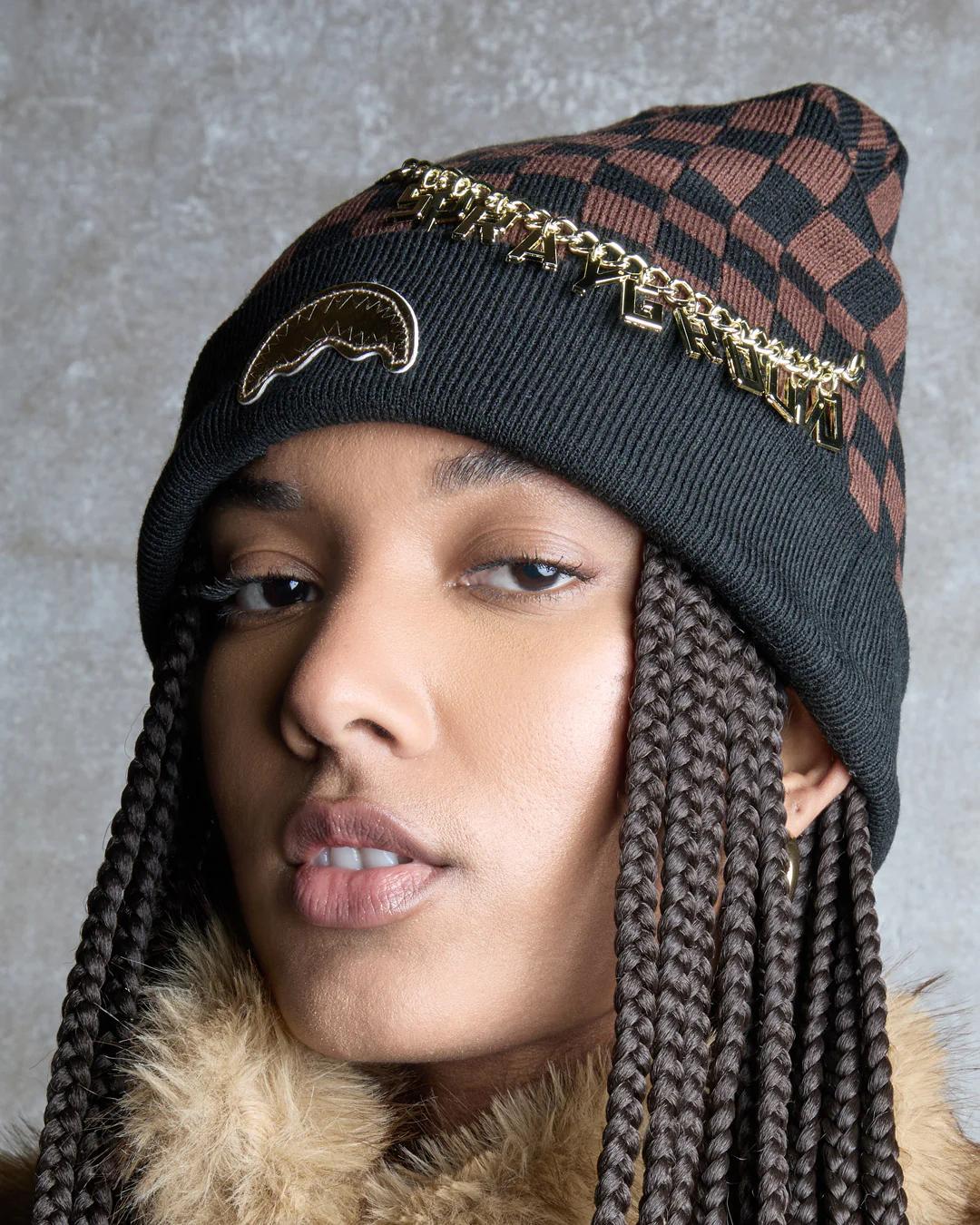 Sprayground Popular | GOLD CHAIN CHECK BEANIE