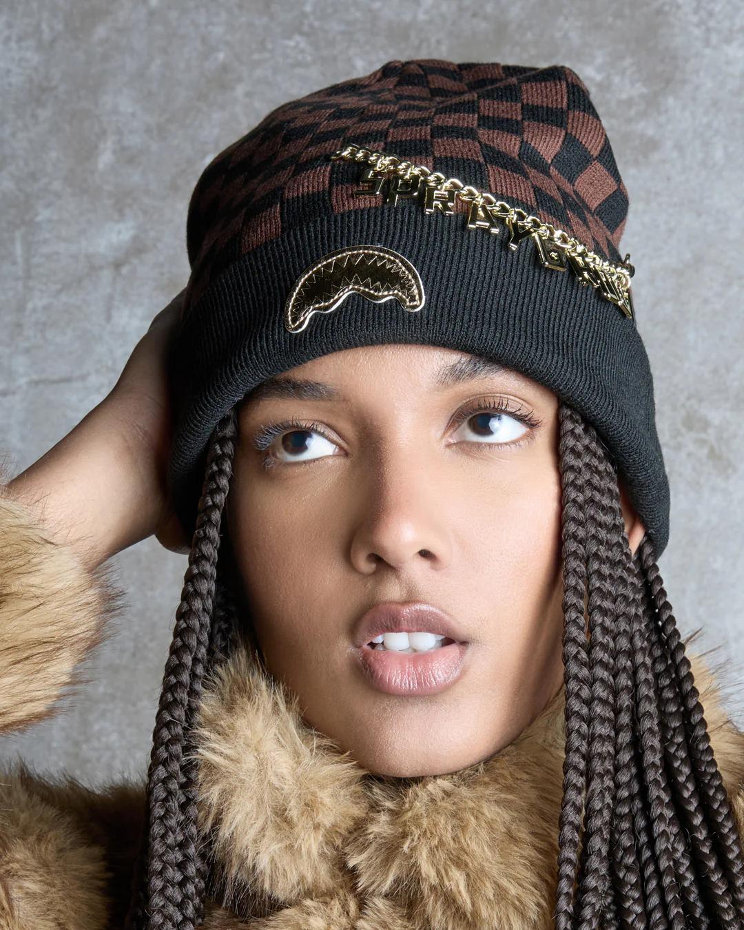Sprayground Popular | GOLD CHAIN CHECK BEANIE