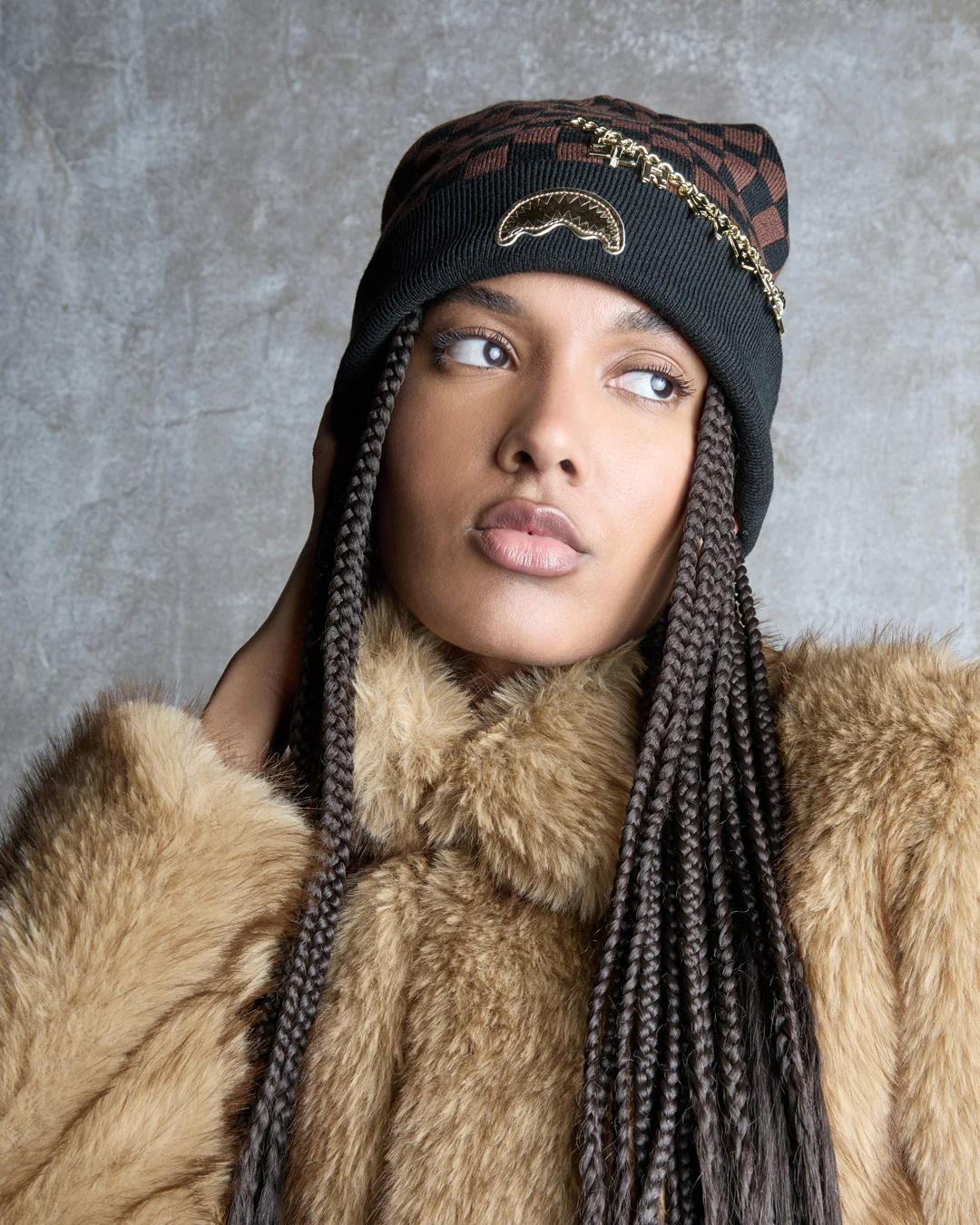 Sprayground Popular | GOLD CHAIN CHECK BEANIE