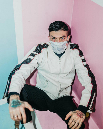 Sprayground Recommended | SHARK CHECK (WHITE) FACE MASK