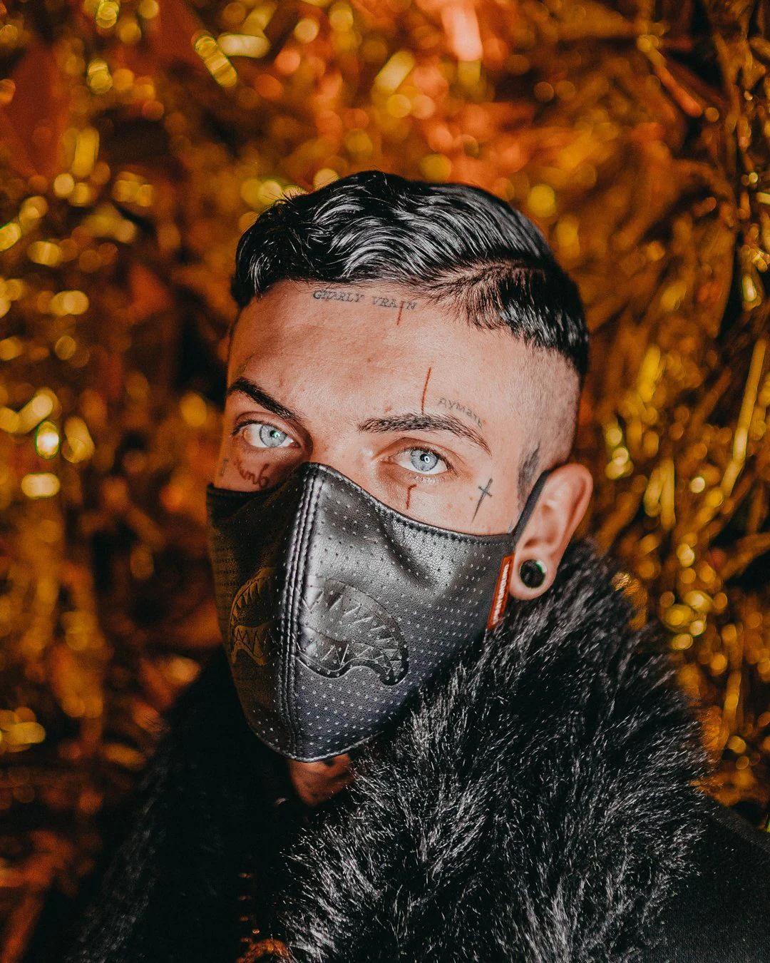 Sprayground Exclusive | MIDNIGHT SHARK VEGAN LEATHER FACEMASK