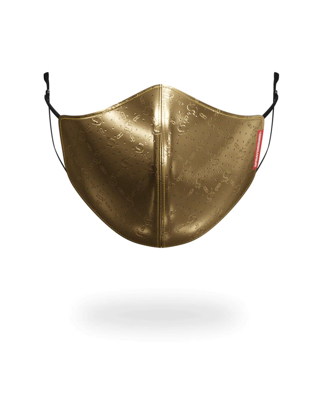 Sprayground Signature | GOLD MONEY PATTERN VEGAN LEATHER FACE MASK