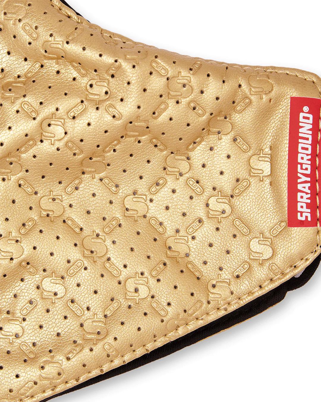 Sprayground Signature | GOLD MONEY PATTERN VEGAN LEATHER FACE MASK