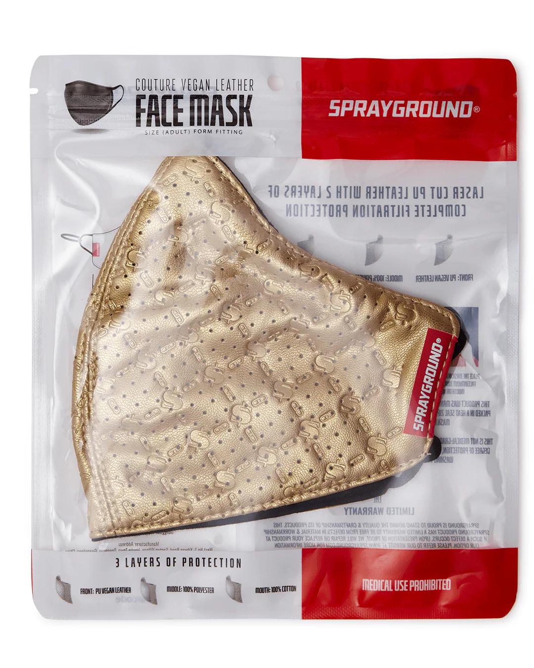 Sprayground Signature | GOLD MONEY PATTERN VEGAN LEATHER FACE MASK