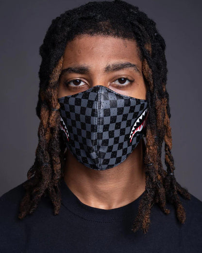 Sprayground Premium | SHARKS IN PARIS (GRAY) VEGAN LEATHER FACE MASK