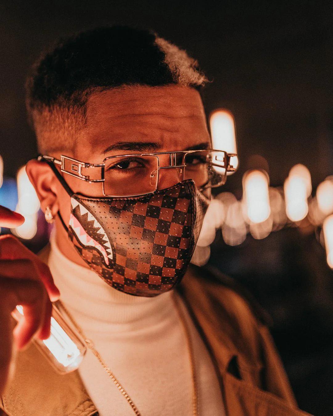 Sprayground New | SHARKS IN PARIS VEGAN LEATHER FACE MASK
