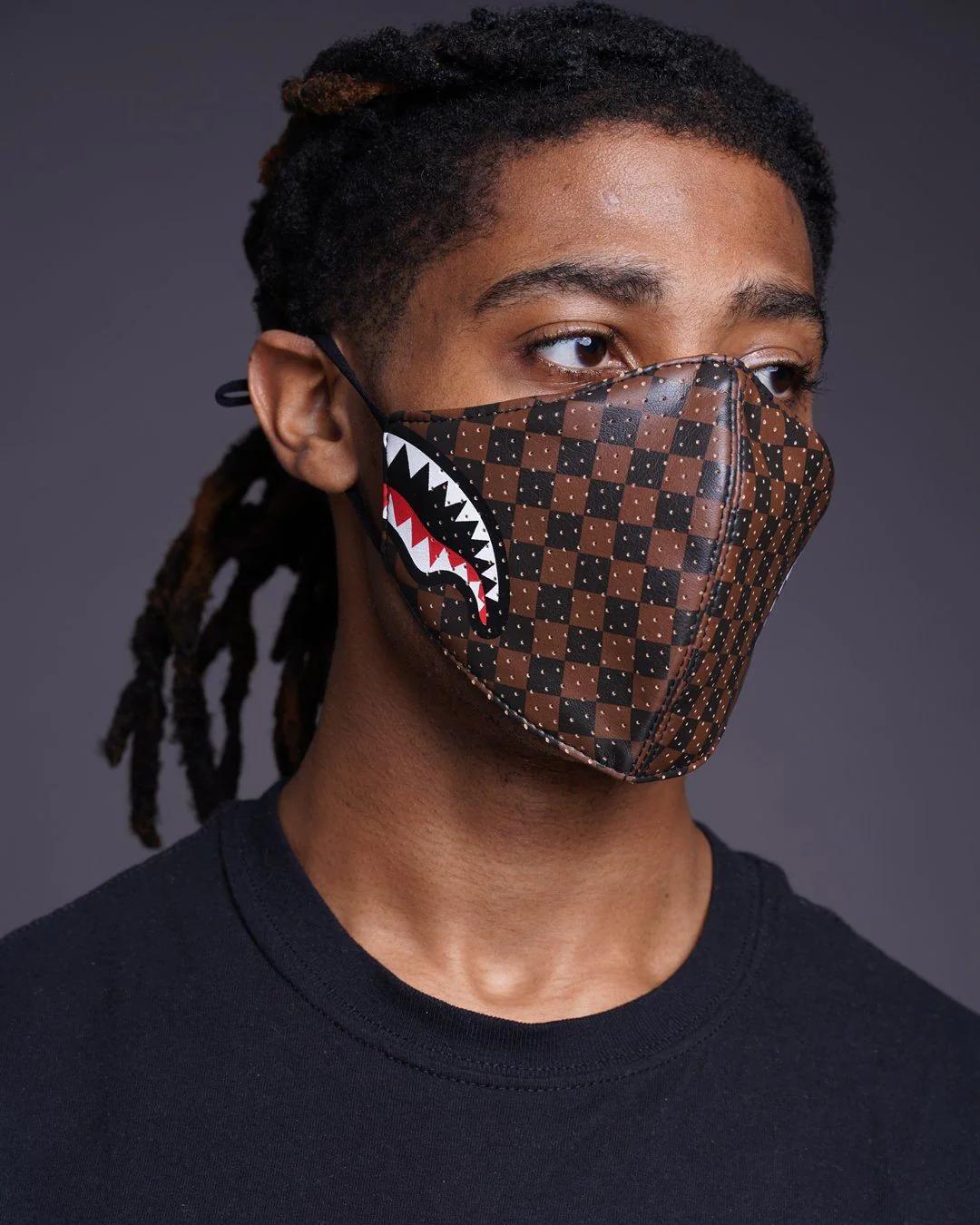 Sprayground New | SHARKS IN PARIS VEGAN LEATHER FACE MASK