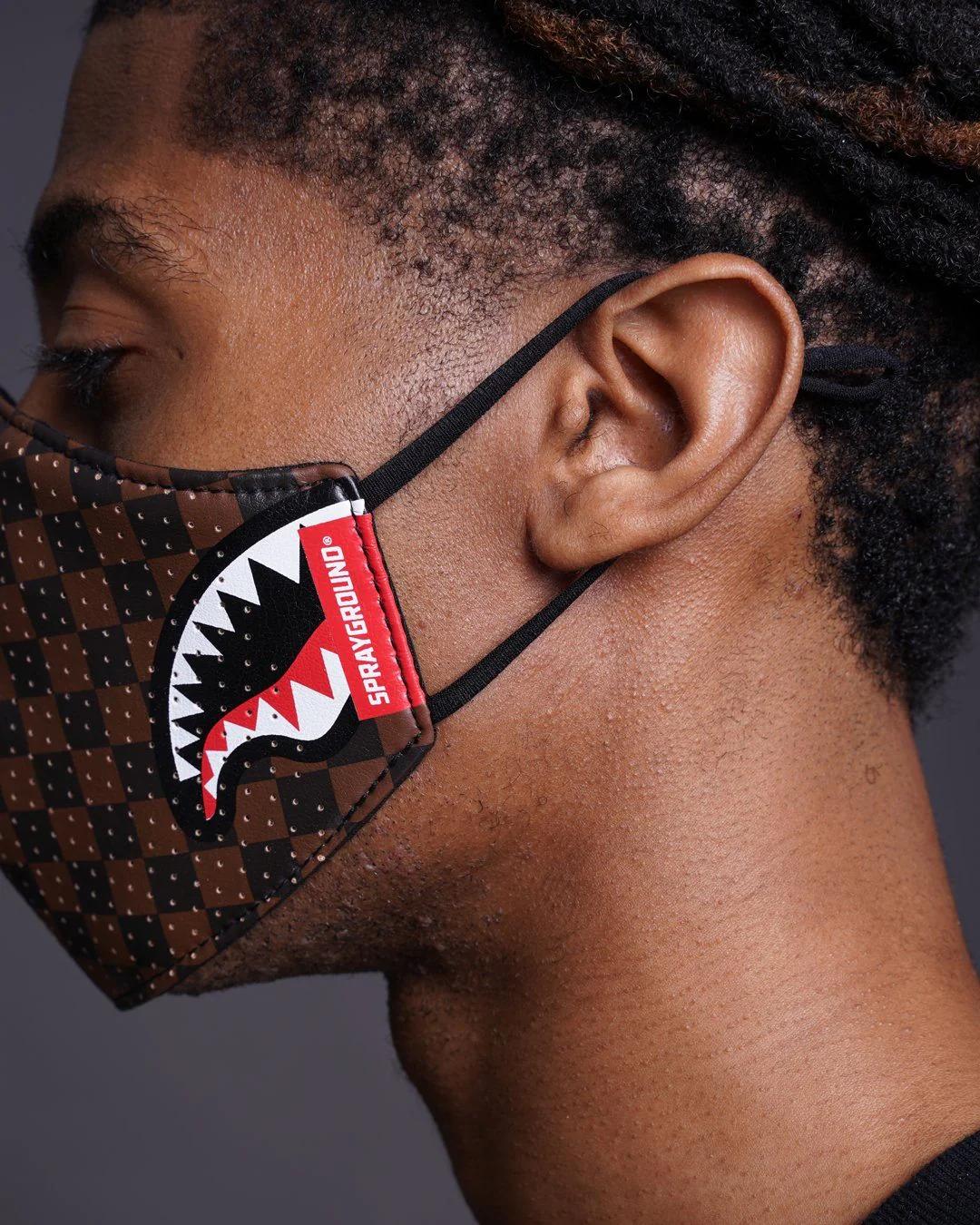 Sprayground New | SHARKS IN PARIS VEGAN LEATHER FACE MASK