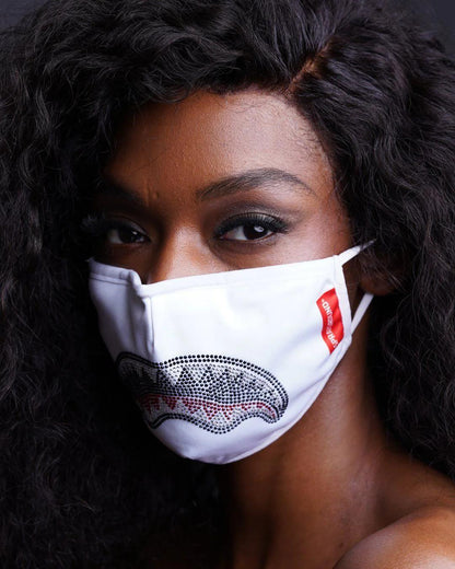 Sprayground Trending | TRINITY DIAMOND SHARK (WHT) POLYESTER FACE MASK