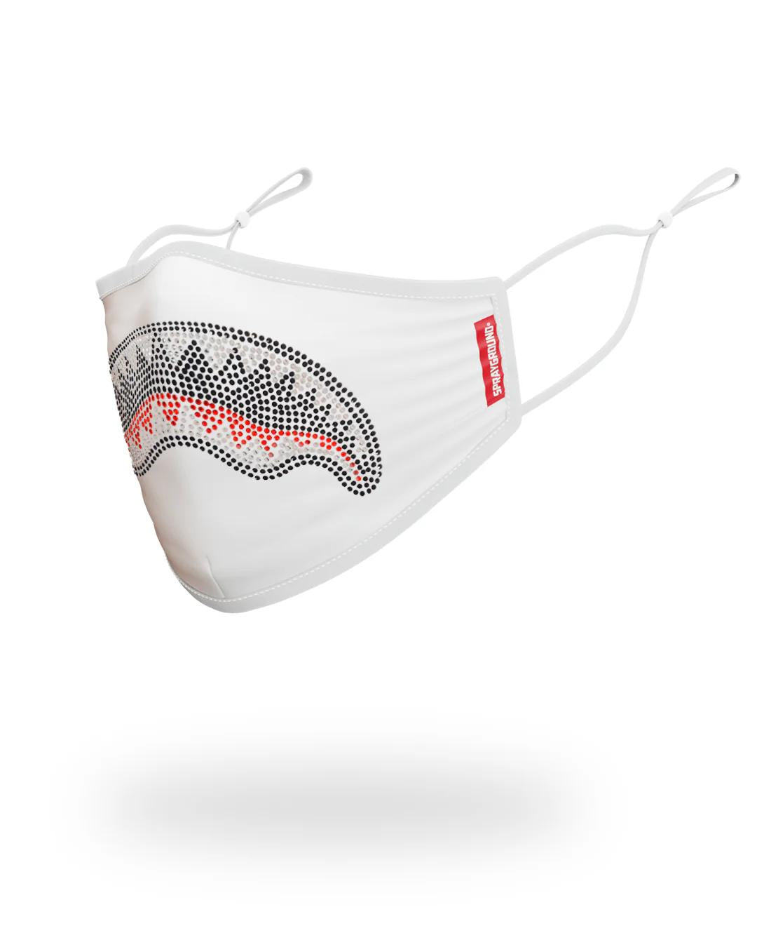 Sprayground Trending | TRINITY DIAMOND SHARK (WHT) POLYESTER FACE MASK
