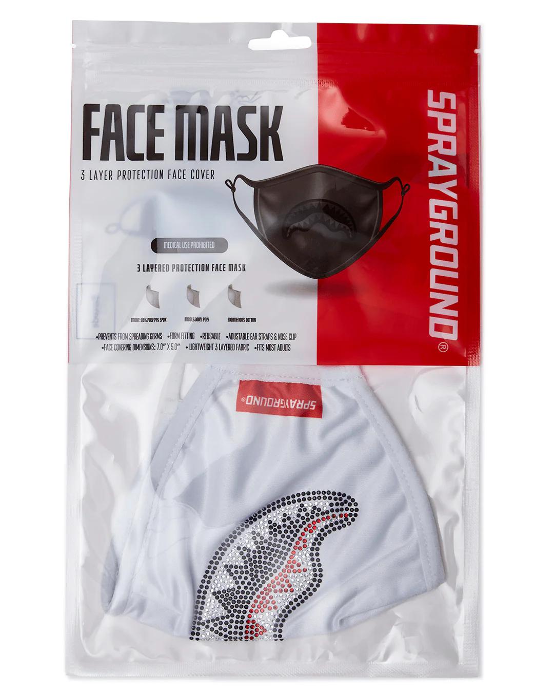 Sprayground Trending | TRINITY DIAMOND SHARK (WHT) POLYESTER FACE MASK