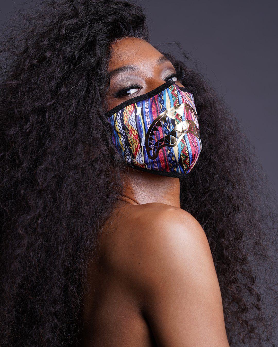 Sprayground Best Seller | 1994 GOLD METALLIC SHARK POLYESTER FACE MASK