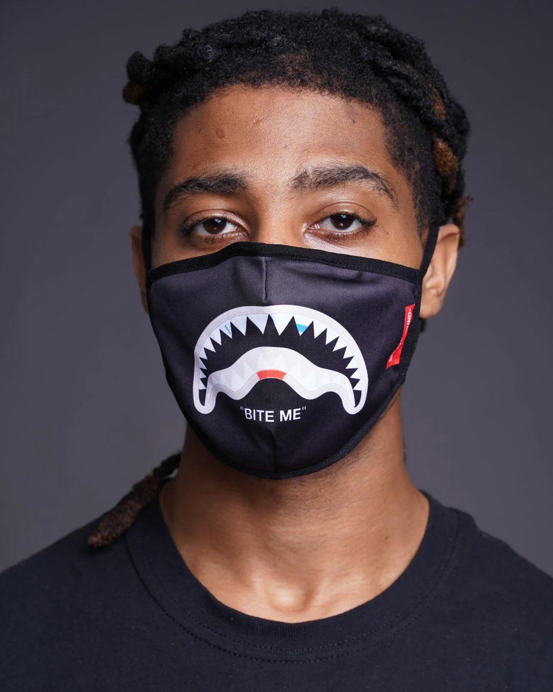 Sprayground Recommended | BITE ME SHARK (BLK) POLYESTER FACE MASK