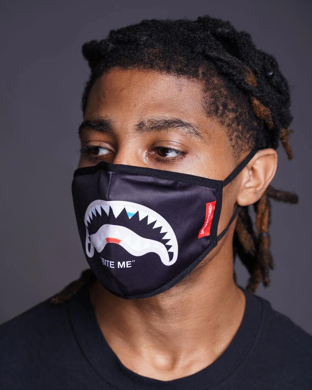 Sprayground Recommended | BITE ME SHARK (BLK) POLYESTER FACE MASK