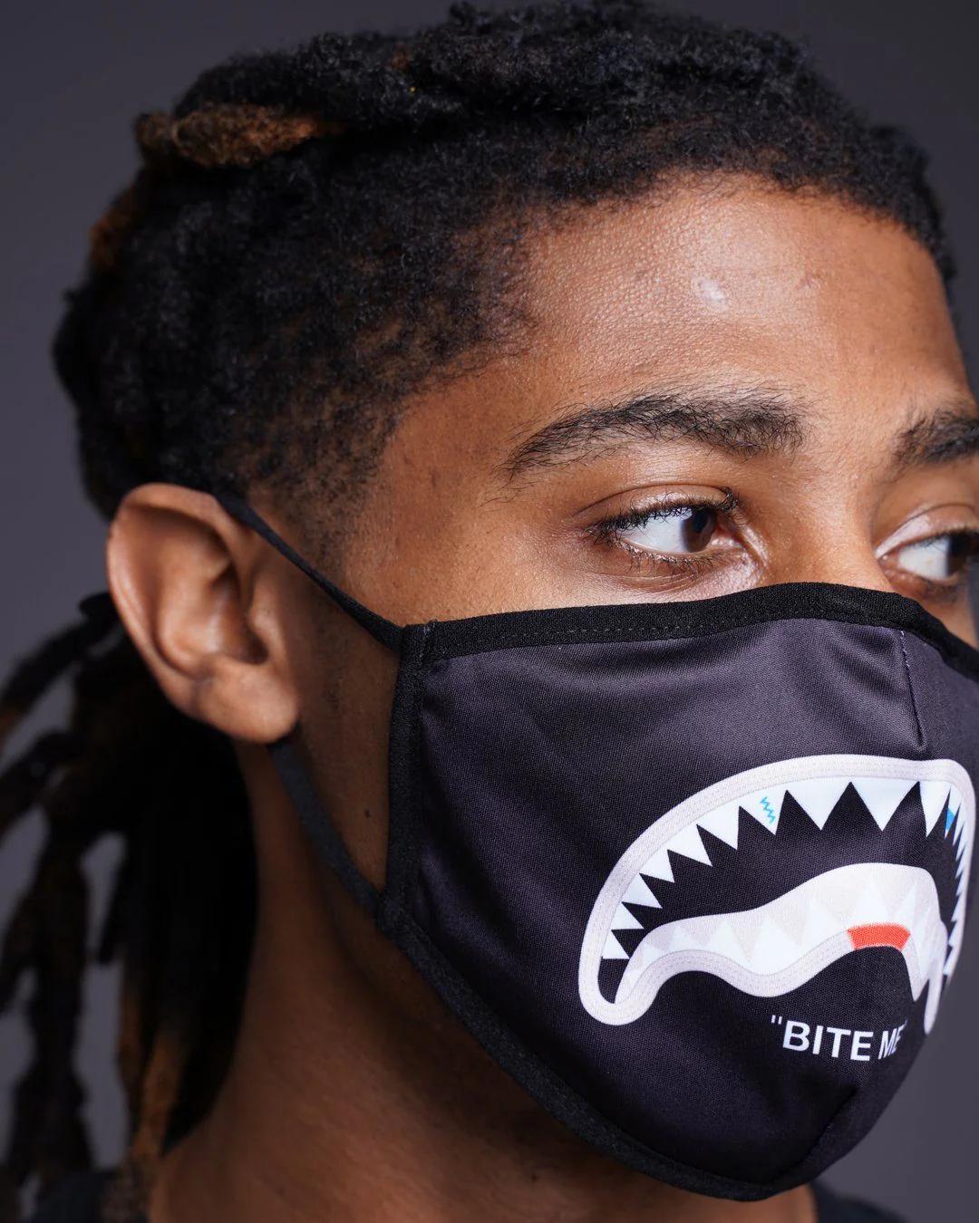 Sprayground Recommended | BITE ME SHARK (BLK) POLYESTER FACE MASK