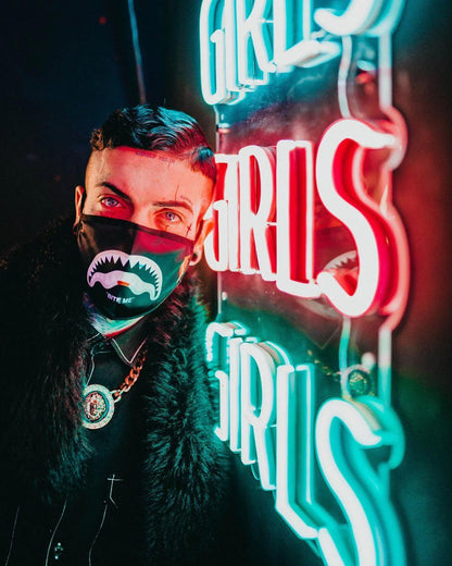 Sprayground Recommended | BITE ME SHARK (BLK) POLYESTER FACE MASK