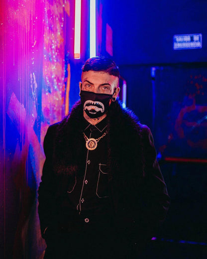 Sprayground Recommended | BITE ME SHARK (BLK) POLYESTER FACE MASK