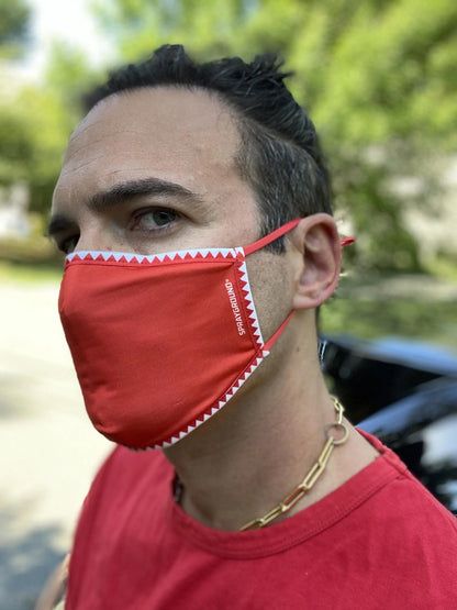 Sprayground Signature | ADULT VERTICAL SHARK (RED) FORM-FITTING FACE MASK