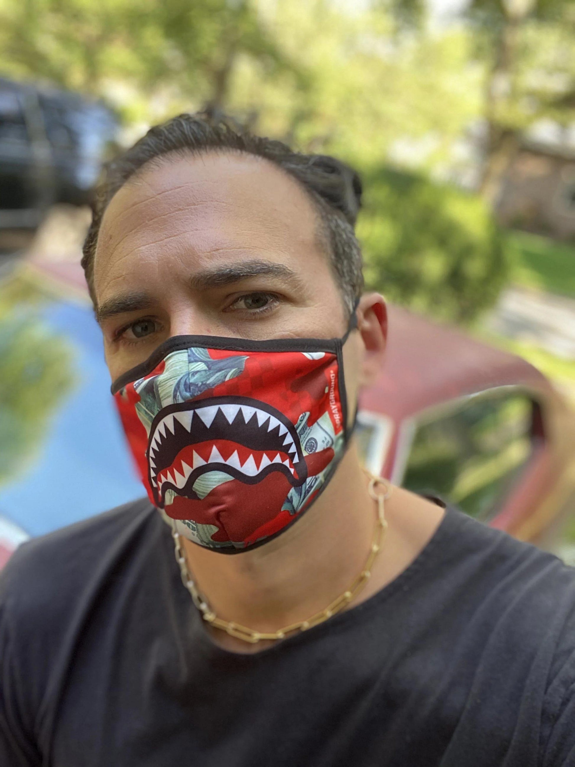 Sprayground Popular | ADULT MONEY CAMO (RED) FORM-FITTING FACE MASK