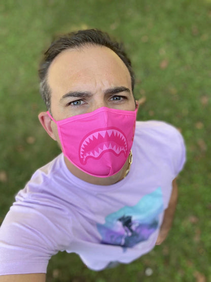Sprayground Signature | ADULT PINK SHARK FORM-FITTING FACE MASK