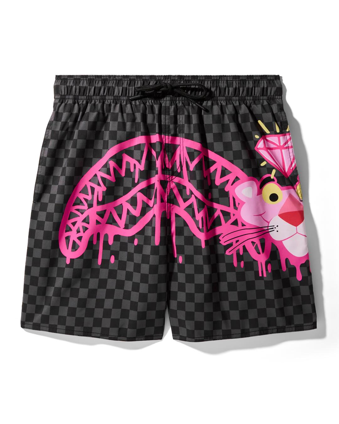 Sprayground Essential | PINK PANTHER DIAMOND SHARK SWIM SHORTS