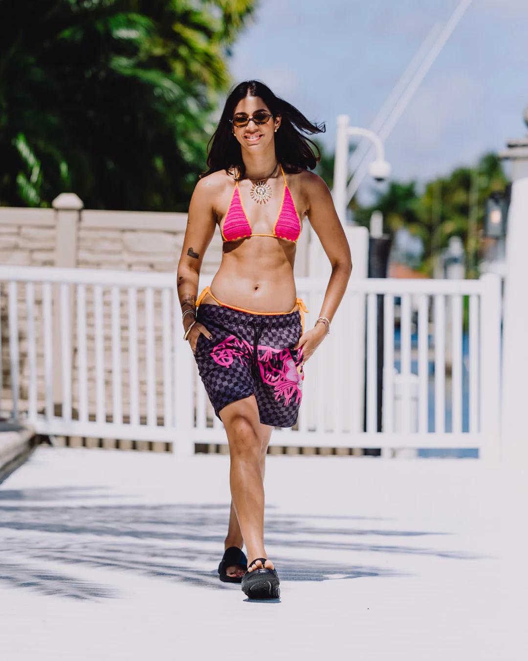 Sprayground Essential | PINK PANTHER DIAMOND SHARK SWIM SHORTS