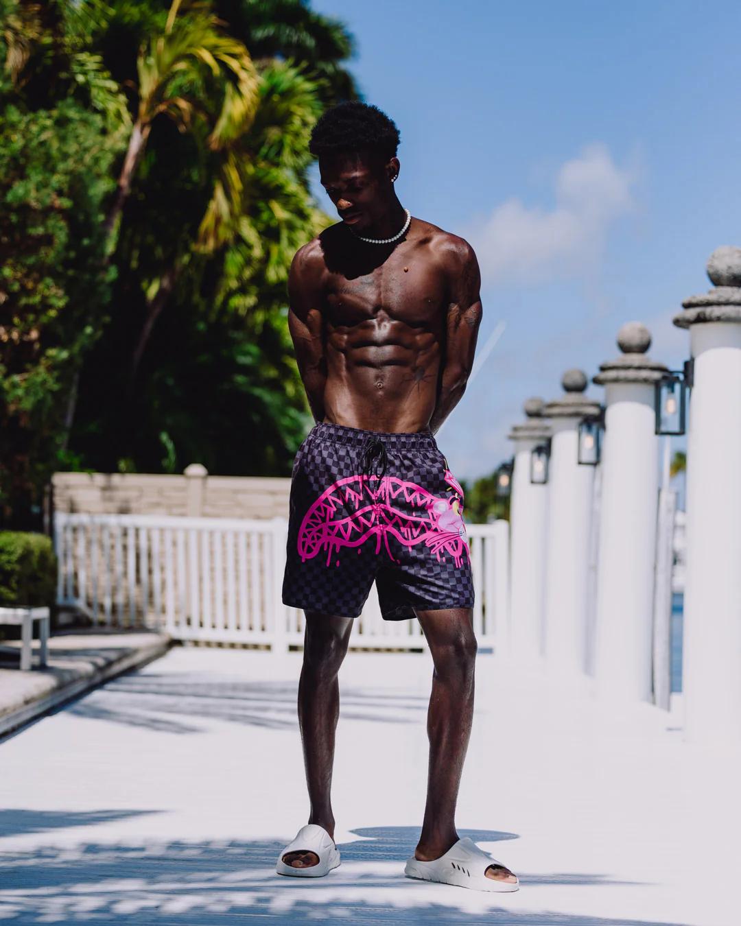 Sprayground Essential | PINK PANTHER DIAMOND SHARK SWIM SHORTS