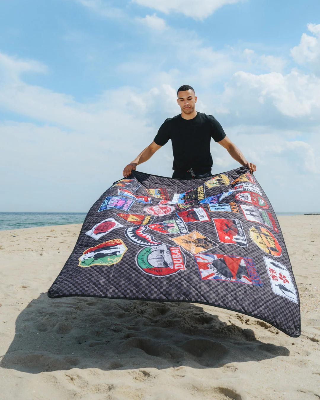 Sprayground Premium | GLOBAL MOGUL UNLIMITED MILES PACKABLE BEACH MAT BLANKET WATER RESISTAN