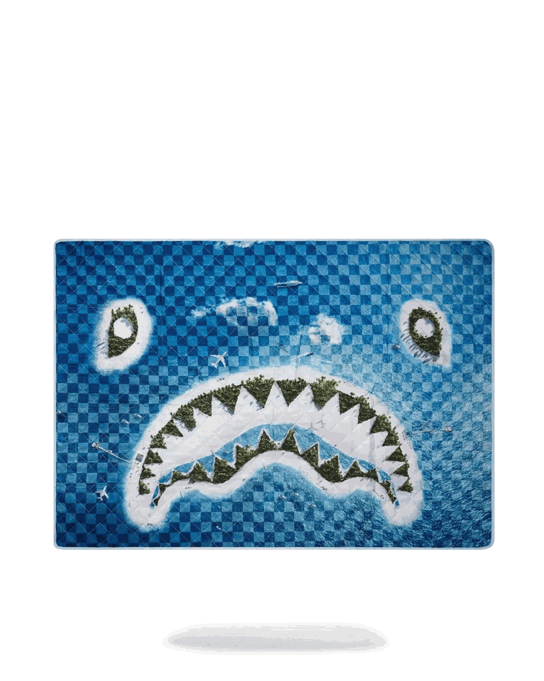 Sprayground New | SHARK ISLAND PACKABLE BEACH MAT BLANKET WATER RESISTANT CONVERTIBLE TO