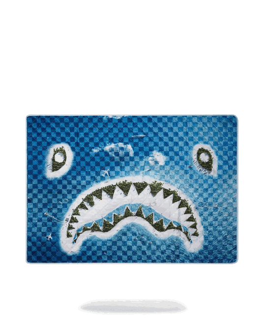 Sprayground New | SHARK ISLAND PACKABLE BEACH MAT BLANKET WATER RESISTANT CONVERTIBLE TO