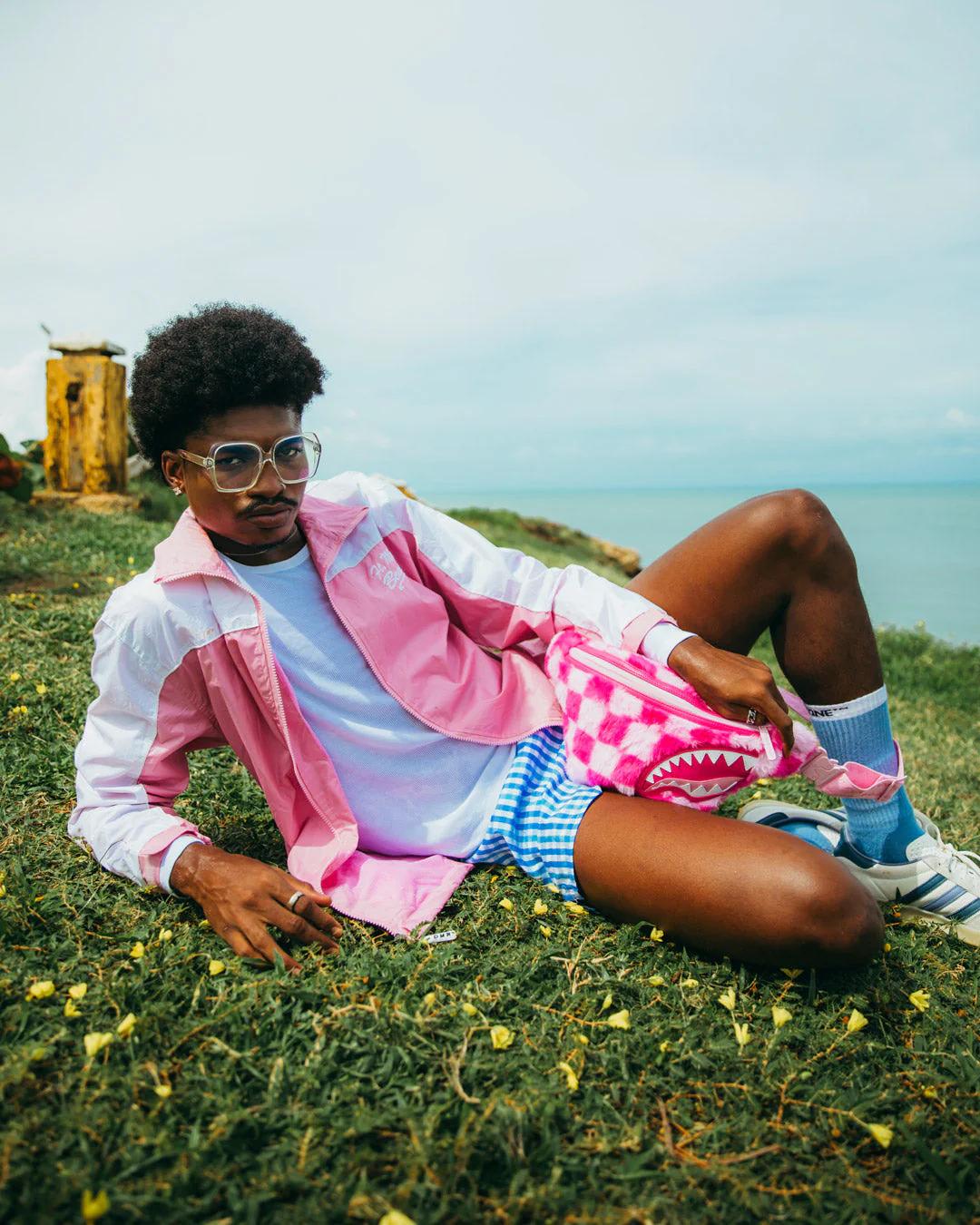 Sprayground Featured | FURZILLA SHARK (PINK CHECK) SAVVY CROSSBODY