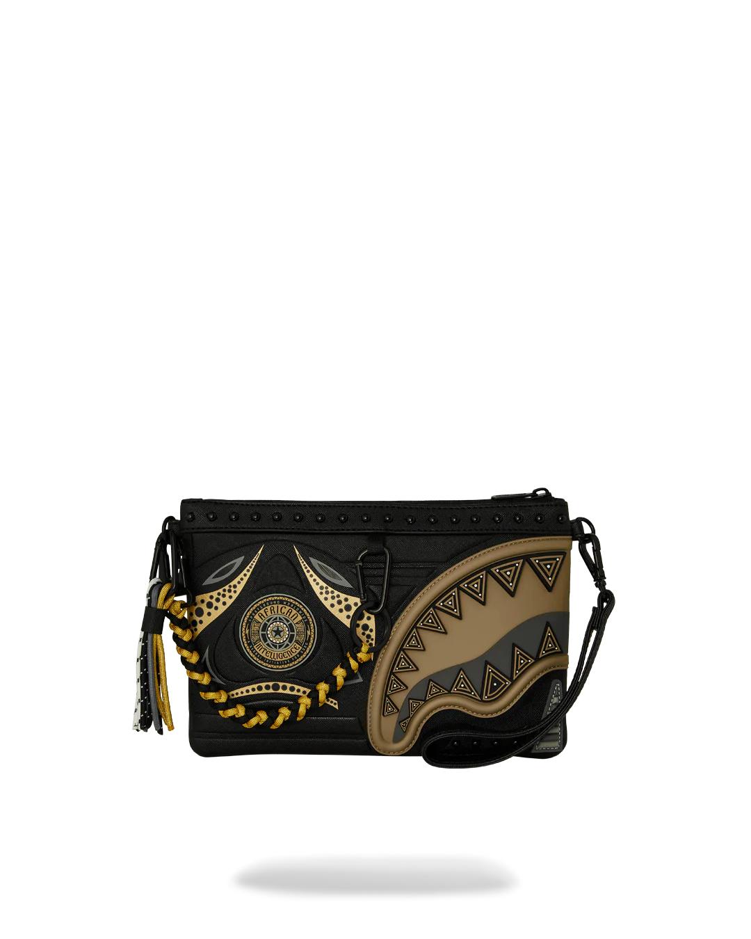 Sprayground Recommended | A.I. AFRICAN INTELLIGENCE SHARKS OF THE GOLD OCEAN CROSSOVER CLUTCH -