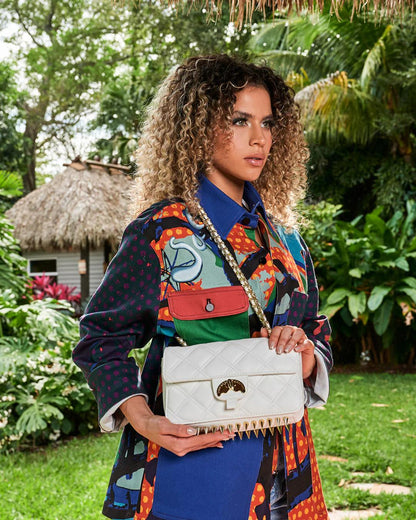 Sprayground Best Seller | RIVIERA LE BLANC GOLD CHAIN SHARK HANDBAG