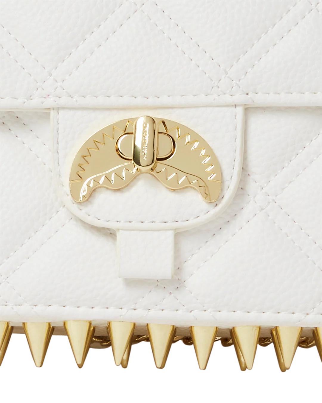 Sprayground Best Seller | RIVIERA LE BLANC GOLD CHAIN SHARK HANDBAG