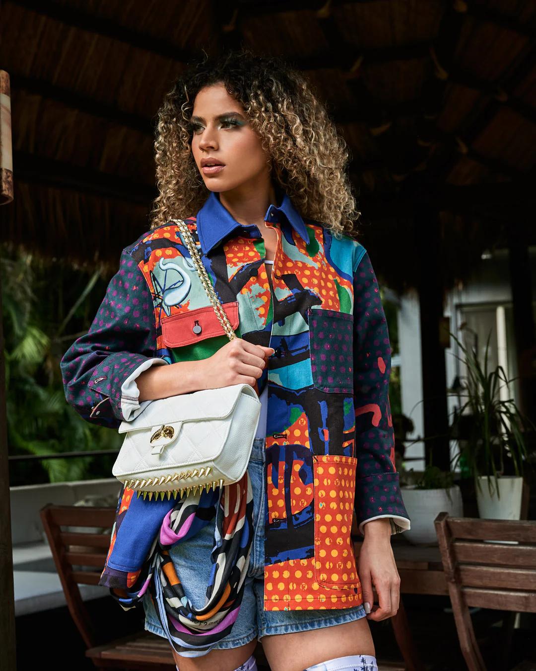 Sprayground Best Seller | RIVIERA LE BLANC GOLD CHAIN SHARK HANDBAG