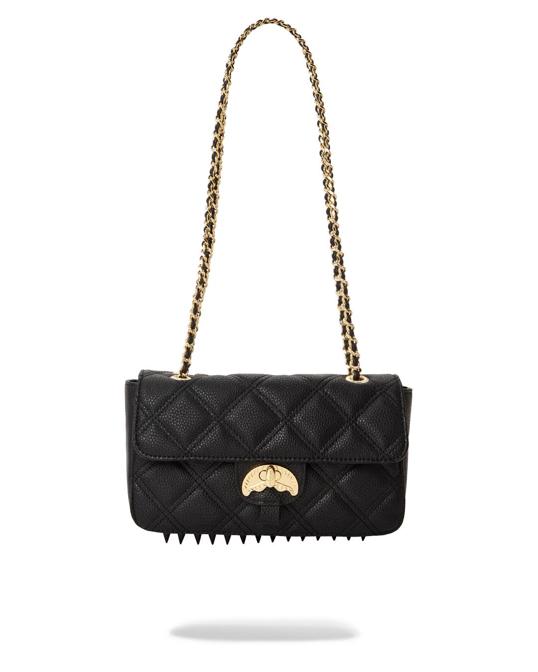 Sprayground Exclusive | NOIR QUILT GOLD CHAIN SHARK HANDBAG