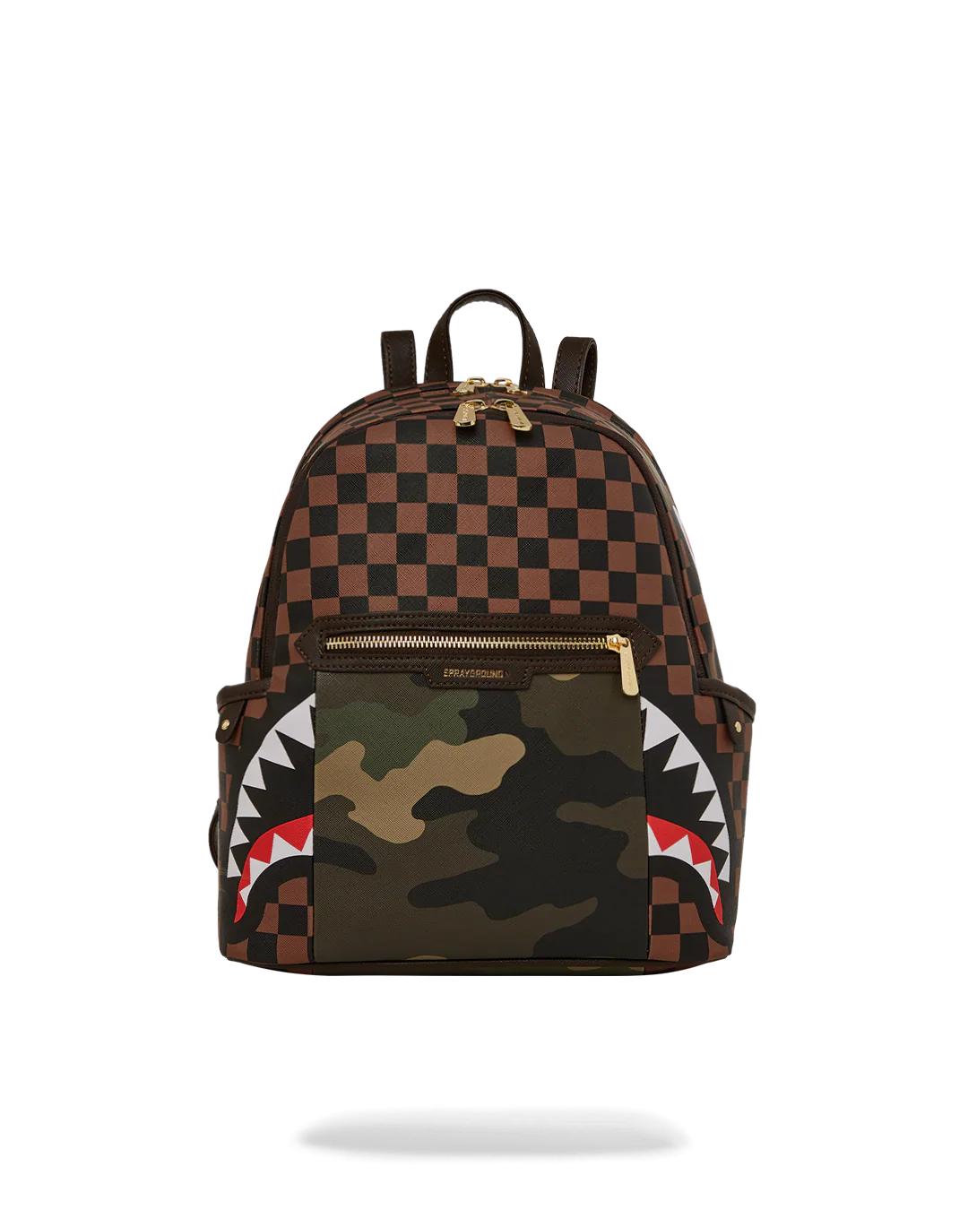 Sprayground Trending | EXTERIOR GOLD ZIP POCKET SHARKS IN PARIS SAVAGE BACKPACK