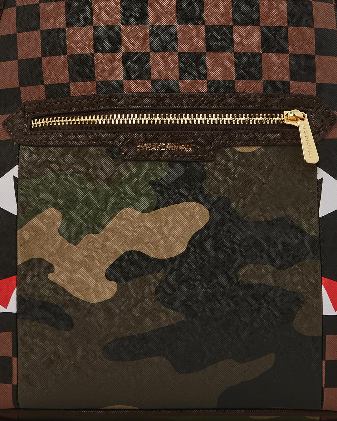 Sprayground Trending | EXTERIOR GOLD ZIP POCKET SHARKS IN PARIS SAVAGE BACKPACK