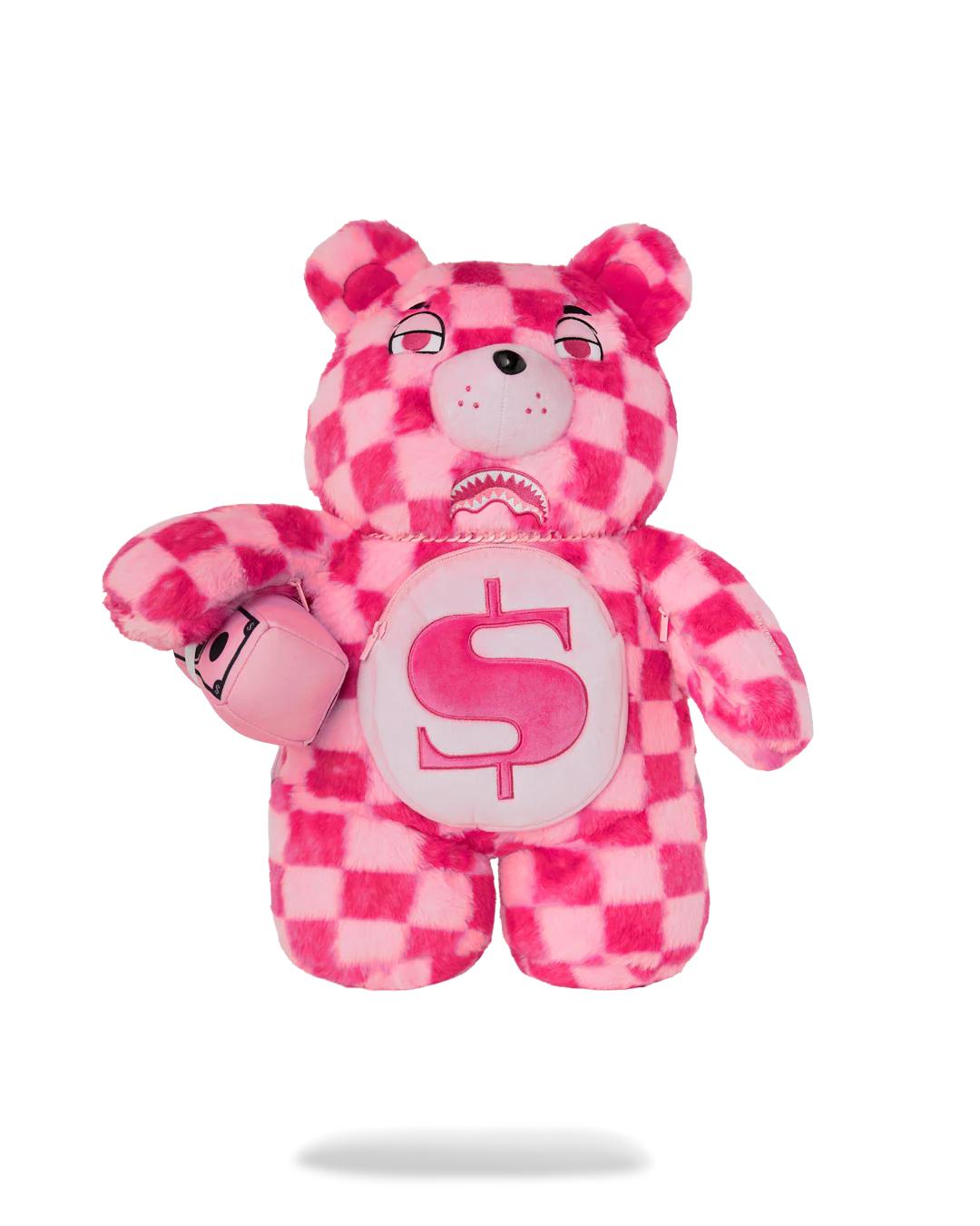 Sprayground New | FURZILLA SHARK (PINK CHECK) MONEYBEAR BACKPACK