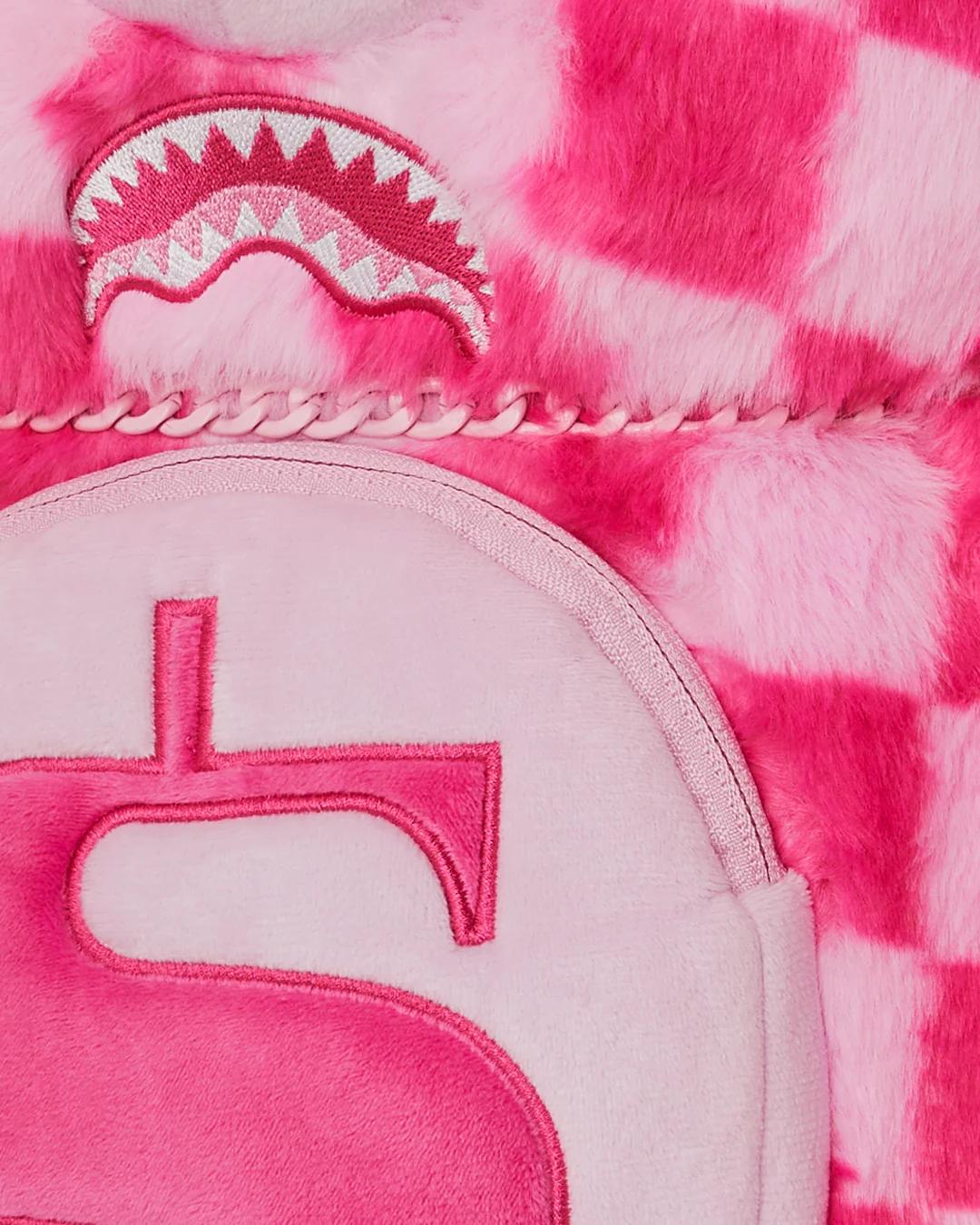 Sprayground New | FURZILLA SHARK (PINK CHECK) MONEYBEAR BACKPACK