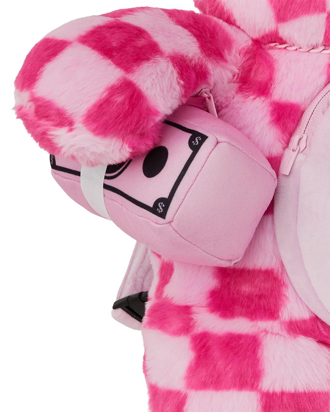 Sprayground New | FURZILLA SHARK (PINK CHECK) MONEYBEAR BACKPACK