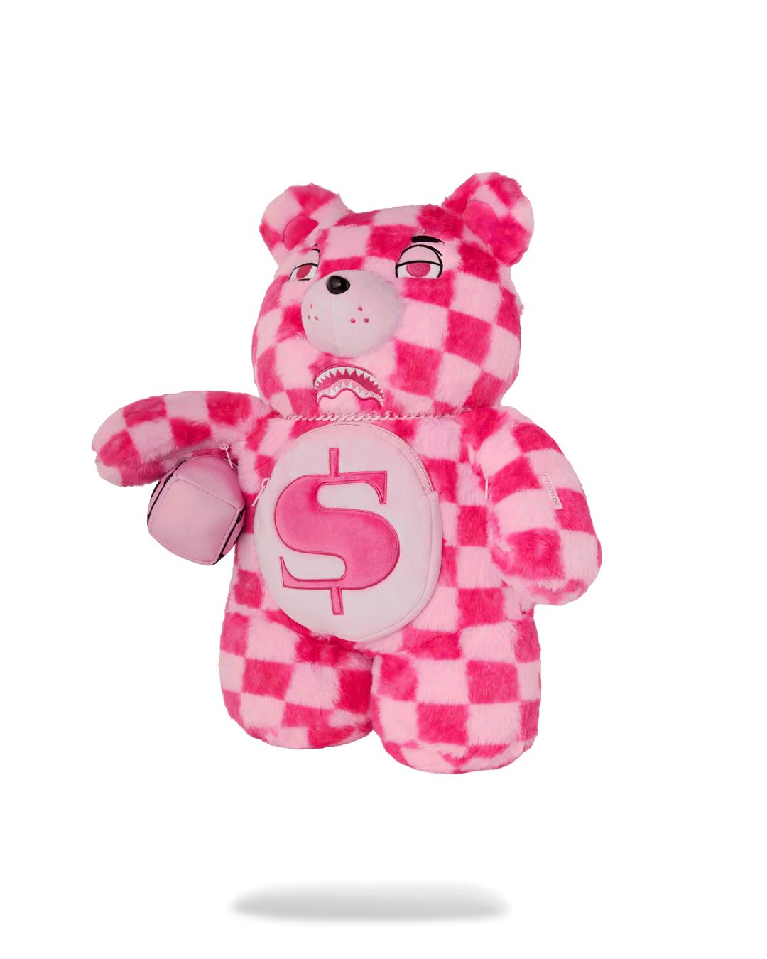 Sprayground New | FURZILLA SHARK (PINK CHECK) MONEYBEAR BACKPACK