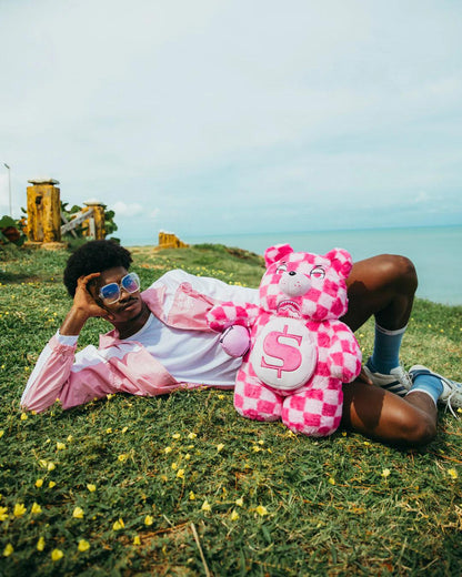 Sprayground New | FURZILLA SHARK (PINK CHECK) MONEYBEAR BACKPACK