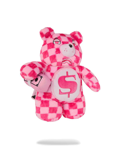 Sprayground New | FURZILLA SHARK (PINK CHECK) MONEYBEAR BACKPACK