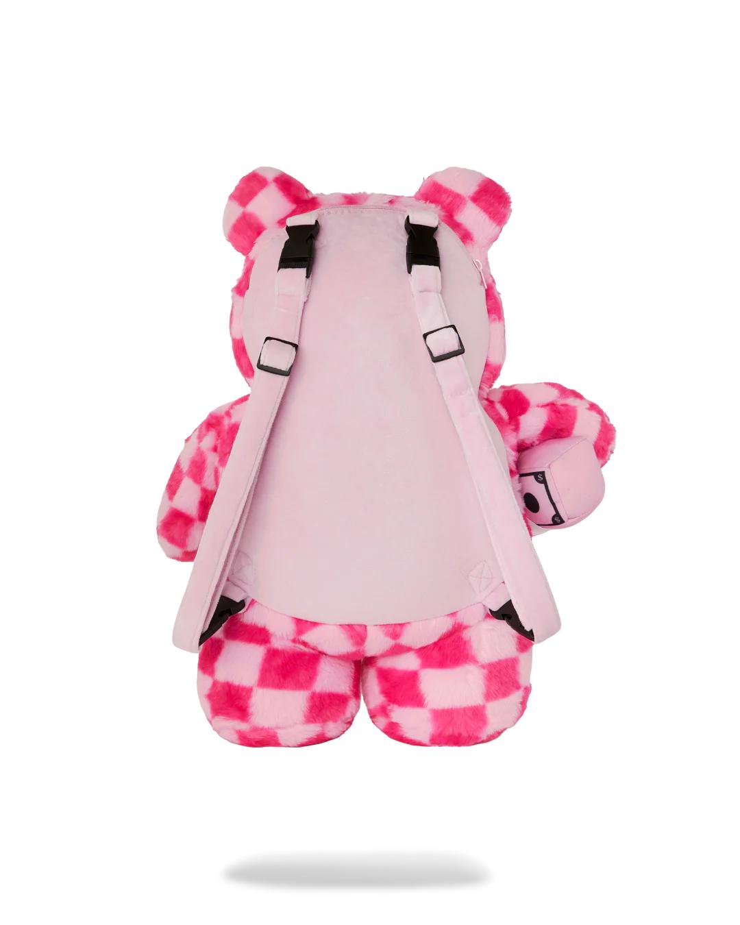 Sprayground New | FURZILLA SHARK (PINK CHECK) MONEYBEAR BACKPACK