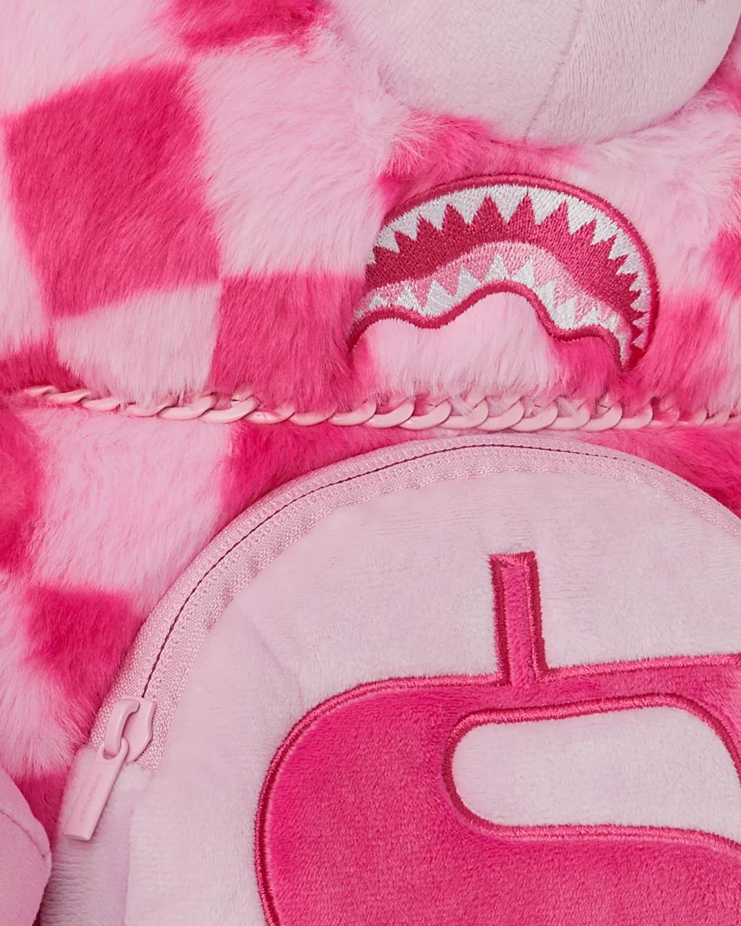 Sprayground New | FURZILLA SHARK (PINK CHECK) MONEYBEAR BACKPACK